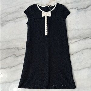 Like New Next UK Elegant Black Lace Kids Dress with White Accents size 10